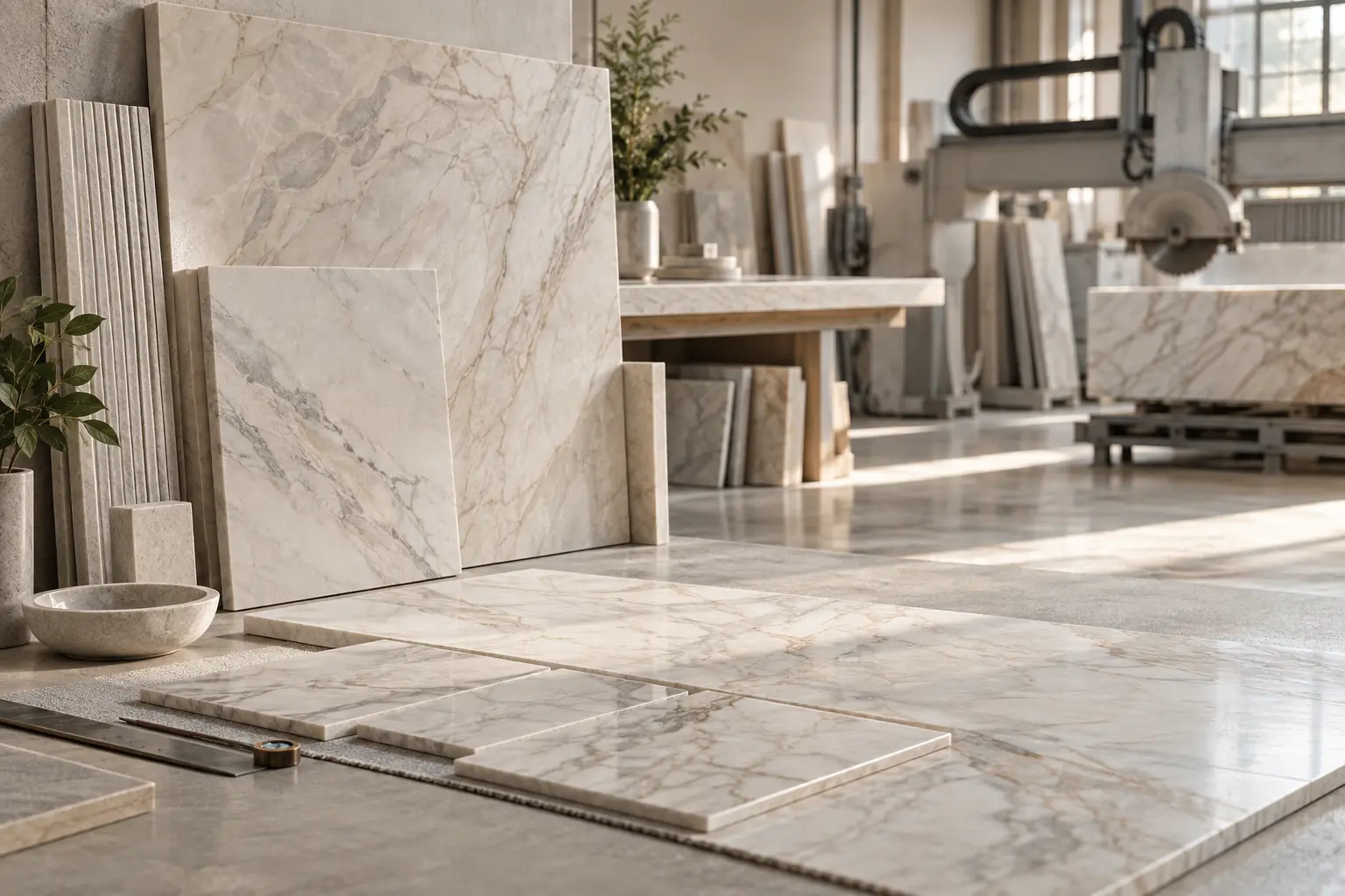 Precision cut-to-size Turkish marble production for UK projects