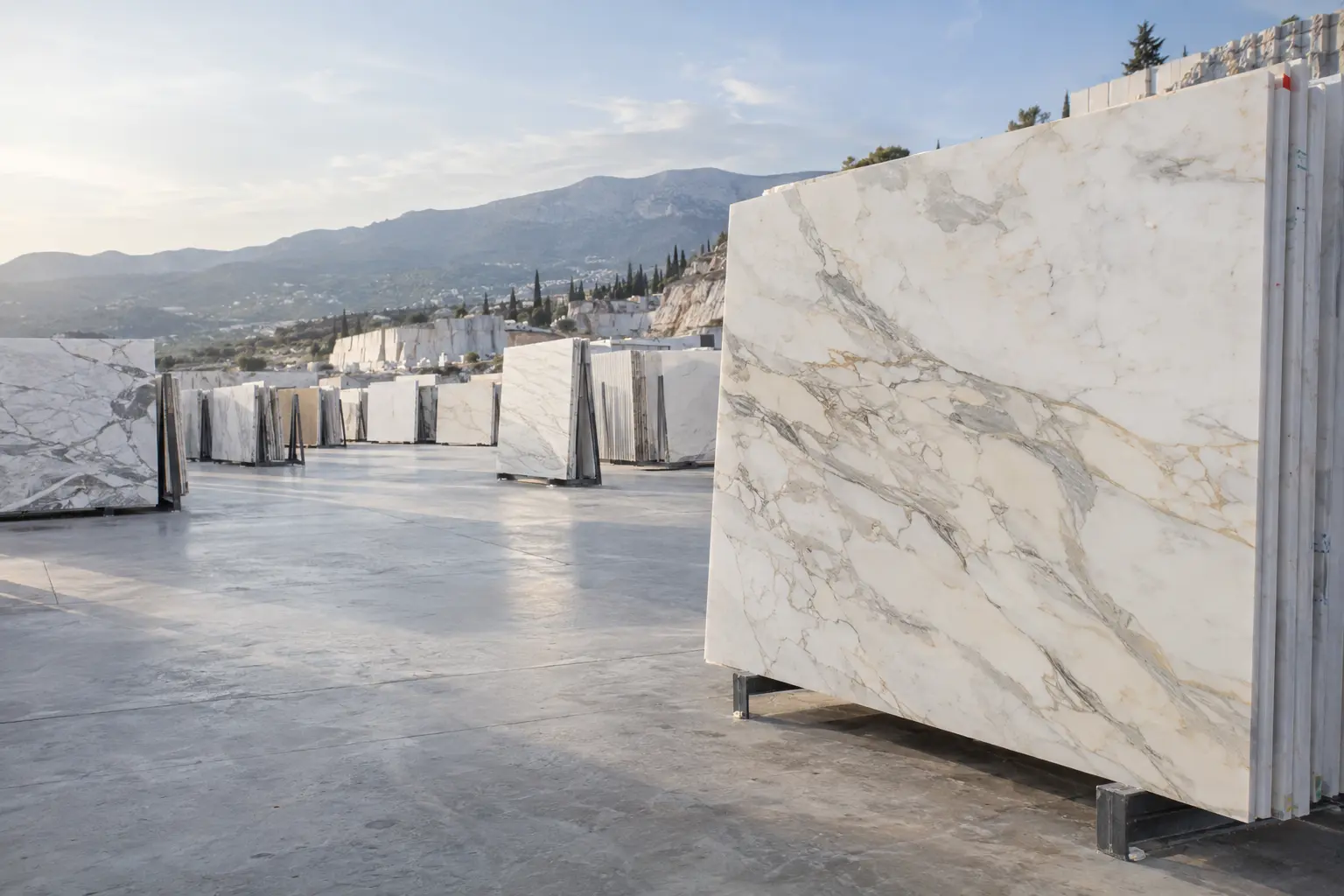Exact-lot Turkish marble slab selection for UK projects